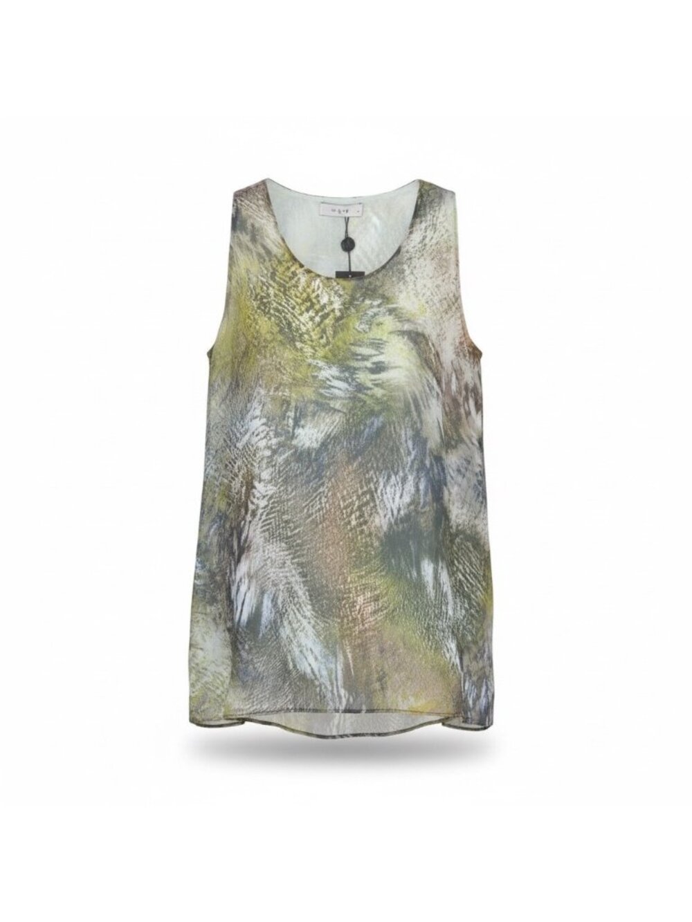 Lola & Sophie Womens Green Multicolor Silk Sleeveless Tank Top Size M
